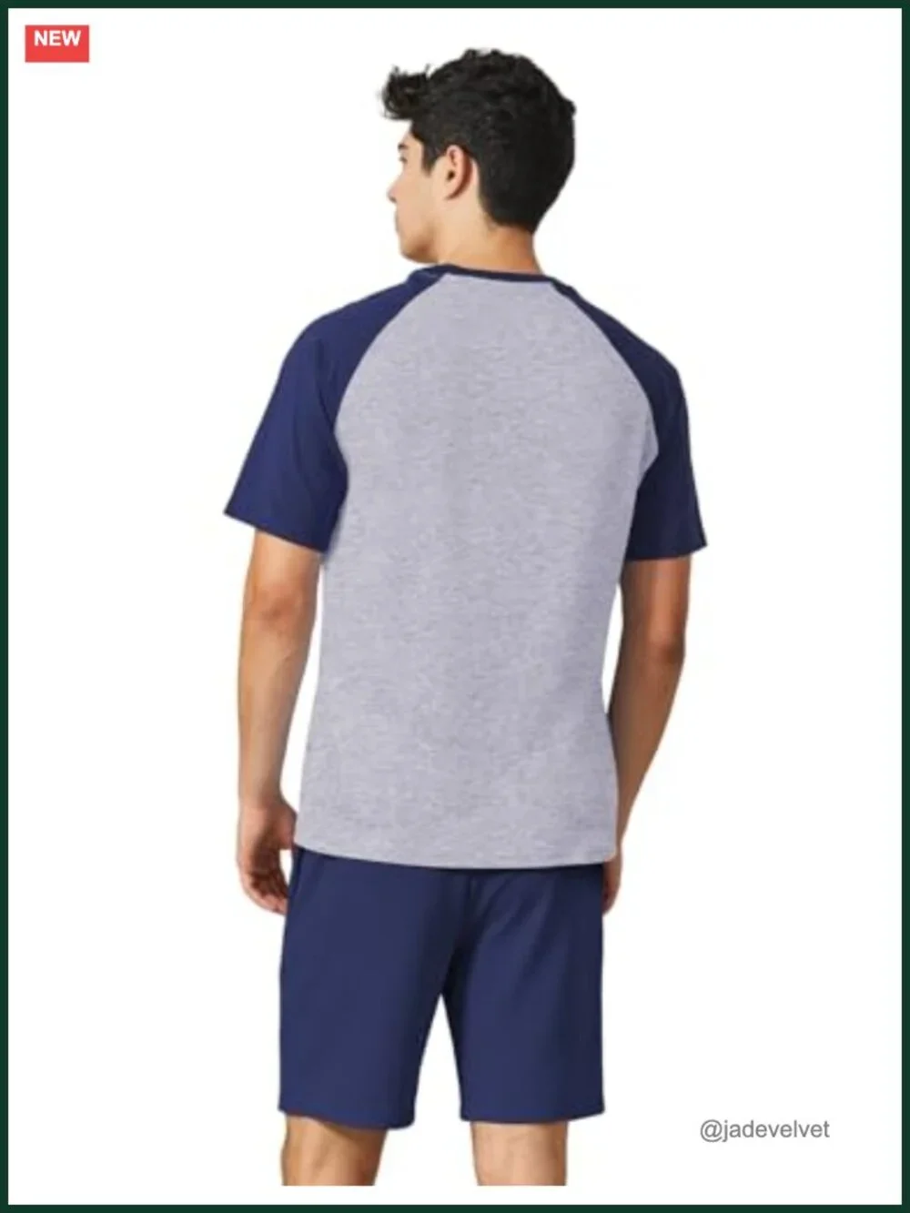 Men's Cotton Pajama Set Short Sleeve Top & Shorts Loungewear 2-Piece